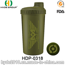 700ml botella de la coctelera de proteína, polvo de plástico botella de agua de la coctelera (HDP-0318) modificado para requisitos particulares